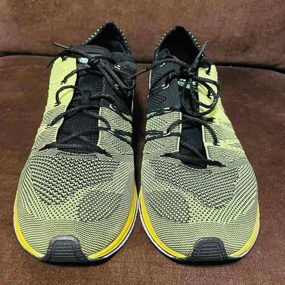 2012 NIKE FLYKNIT TRAINER+ ONE RACER VOLT NEON YELLOW WHITE BLACK 532984-700 14 - Picture 2 of 15